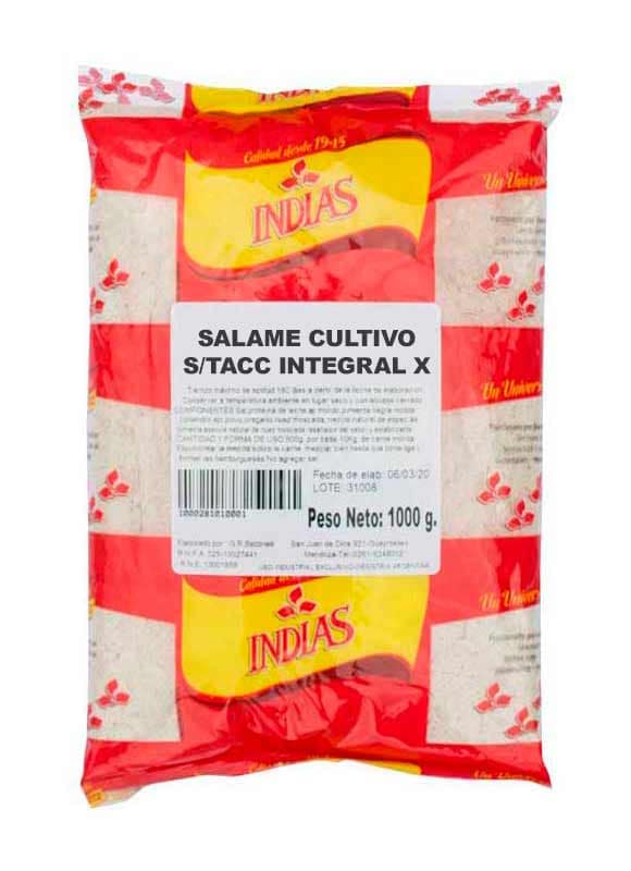 Salame cultivo s/TACC integral x 10Kg.